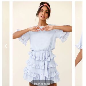 NWT SELFIE LESLIE ZIPPORAH SHORT SLEEVE LAYERED RUFFLE DRESS IVORY